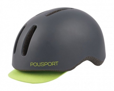 Polisport Commuter-Urban Helmet with Rear Led Dark Grey and Flow Yellow- L